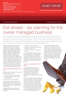 Exit Ahead - Tax planning for the Owner Managed Business - Summer 2013-1