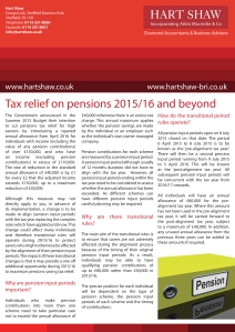 Download 'Tax relief on pensions 2015/16 and beyond' here
